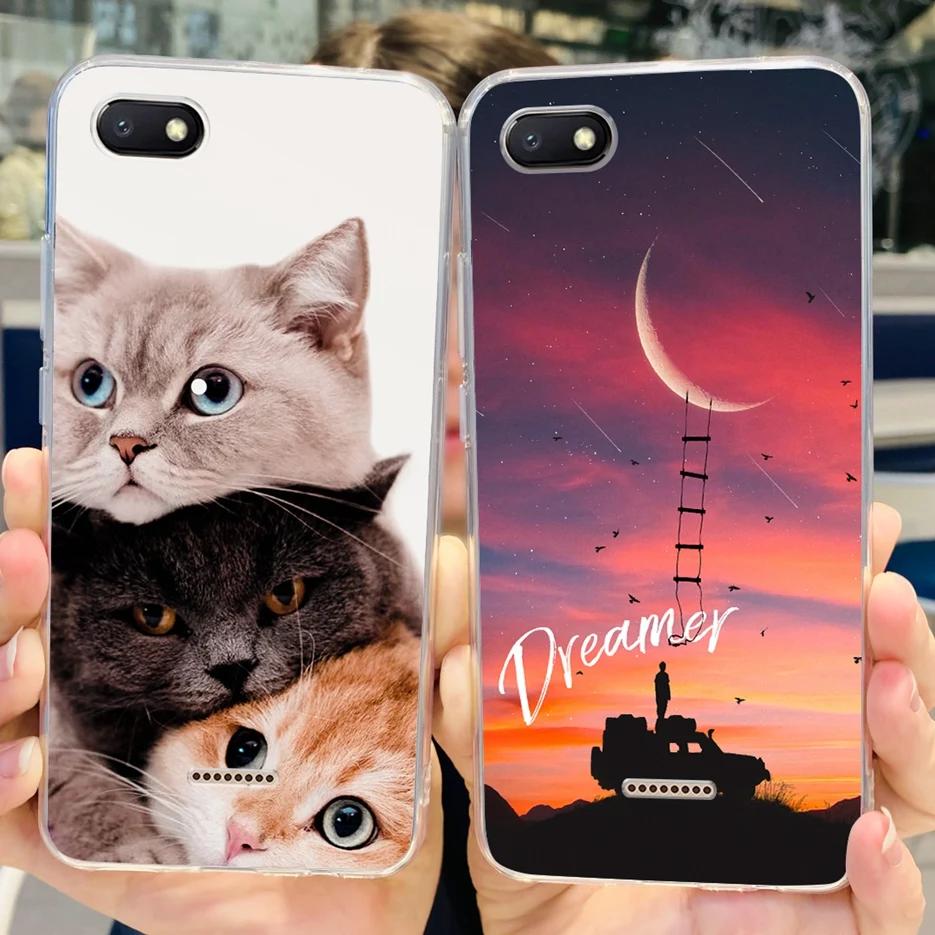 Funda de silicona transparente con dibujos de gato para Xiaomi Redmi 6 6A, carcasa suave de TPU, parachoques - imagen 4