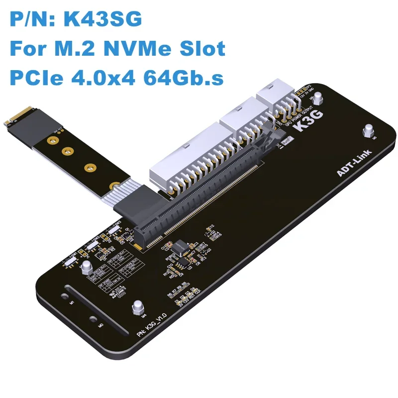Cable elevador PCIe 4,0 X4, soporte para tarjeta gráfica externa, 64Gbs, M.2 Key M NVMe, Gen 4/3 eGPU, para ordenador portátil y Notebook - imagen 3