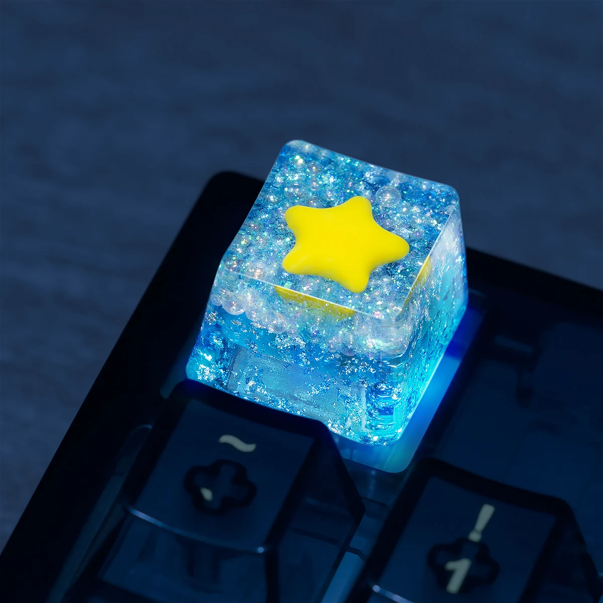 Accesorios para teclado mecánico, 1 piezas, hecho a mano, resina, personalidad, translúcido, Bahía mirador de estrellas, eje cruzado, OEM - imagen 5