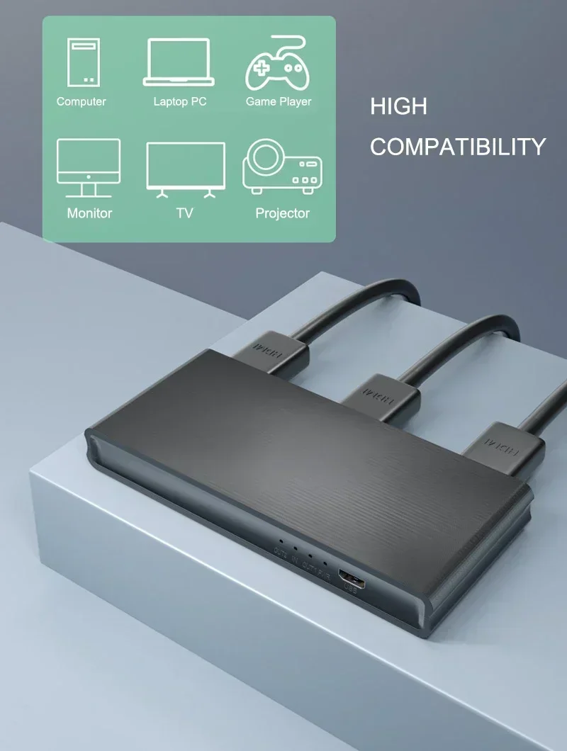 Divisor HDMI 4K 60hz 1x2 1x4 1 en 2 4 salidas 3x1 4x1 interruptor 1080p HDMI Switcher 4 en 1 salida para PS4 PS5 portátil PC a proyector de TV - imagen 4