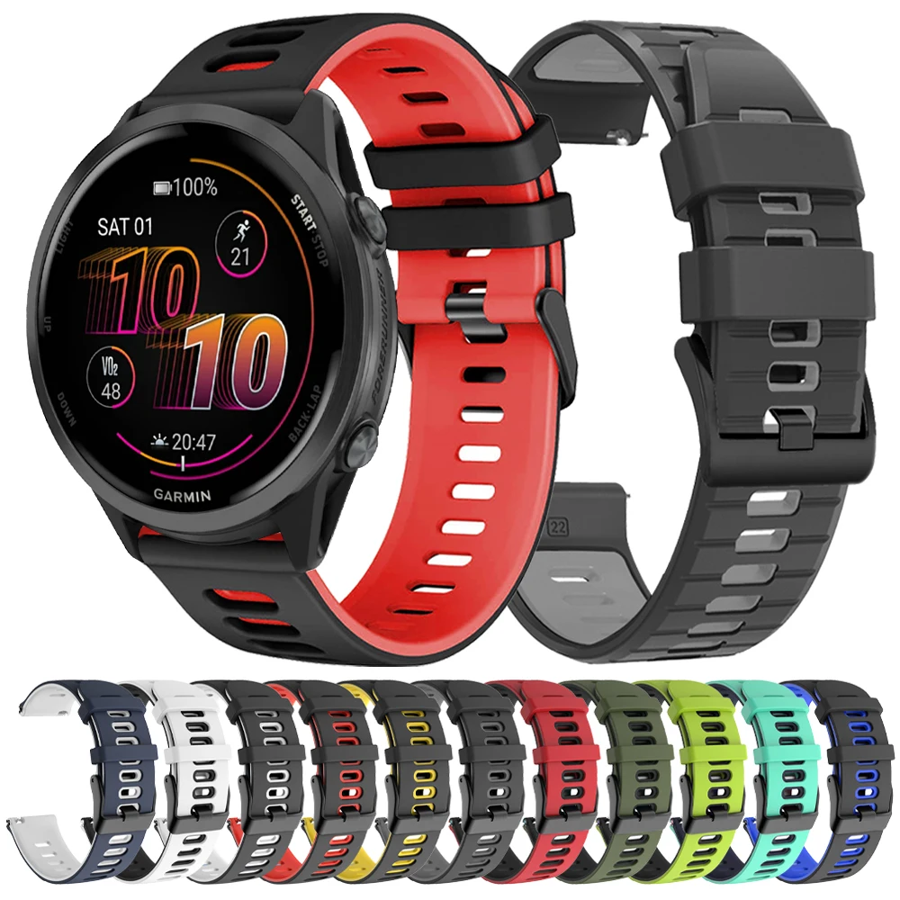 Correa de silicona de 20mm y 22mm para Garmin Forerunner 570 165 245 55 banda suave Venu Sq 2 3 Active 6 pulsera Vivoactive 6 5 4 Correa