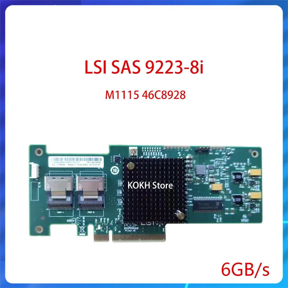 Tarjeta de matriz M1115 LSI 9223-8I (= 9210-8i) 6 Gbp/s SAS 46C8928 SAS2008 PCIe x8 Tarjeta de matriz inteligente Placa controladora de tarjeta de matriz de servidor