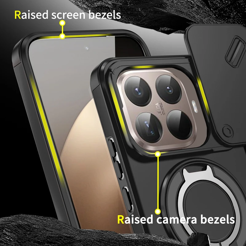 Para Xiaomi 15T, 15T Pro funda ELVEV anticaída resistente PC lente deslizante ventana soporte giratorio cubierta de teléfono - imagen 3