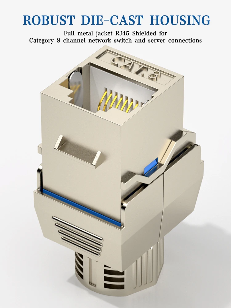 ZoeRax 2 uds RJ45 Cat8 Cat7 Cat6A Keystone Jack RJ45 STP tipo sin herramientas módulo de aleación de Zinc adaptador Keystone blindado 40Gbps - imagen 5