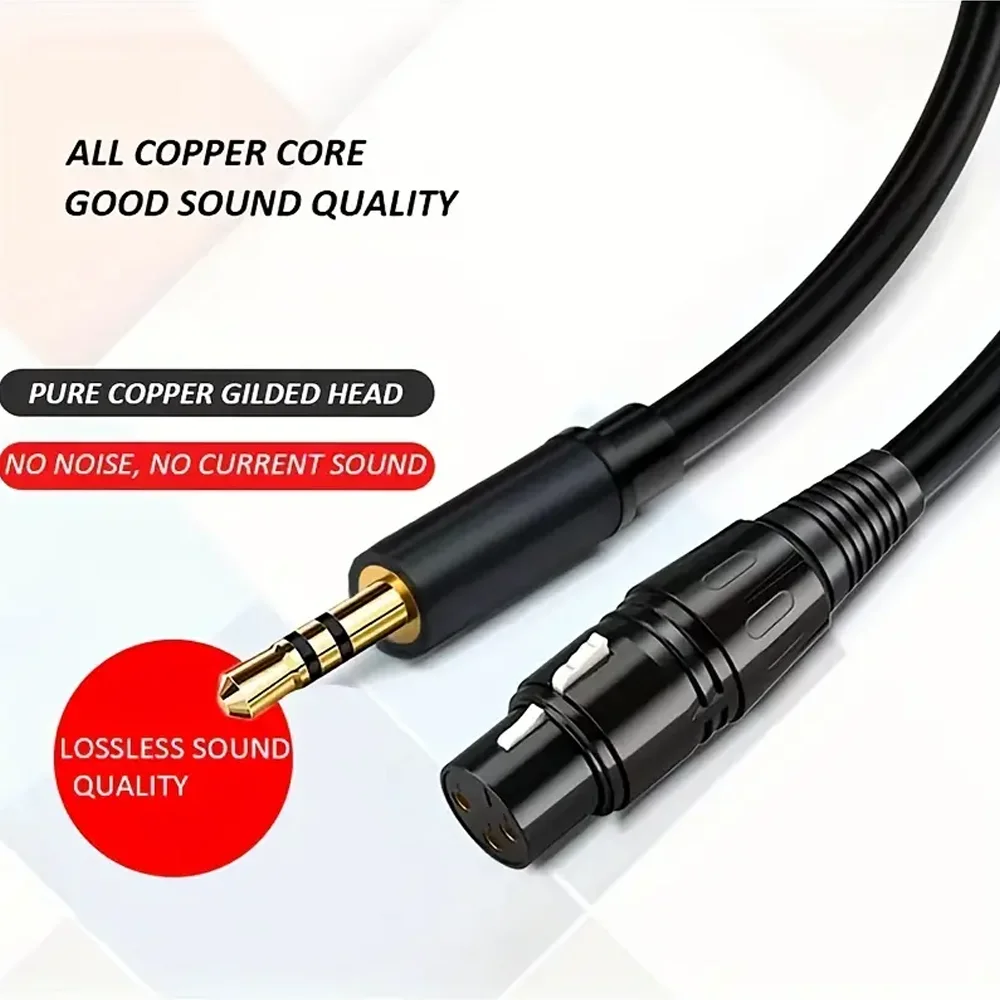 Cable auxiliar de Audio HiFi para micrófono XLR a 3,5mm, conector 3,5 macho a XLR hembra, conector chapado en oro para mezclador de instrumentos - imagen 4