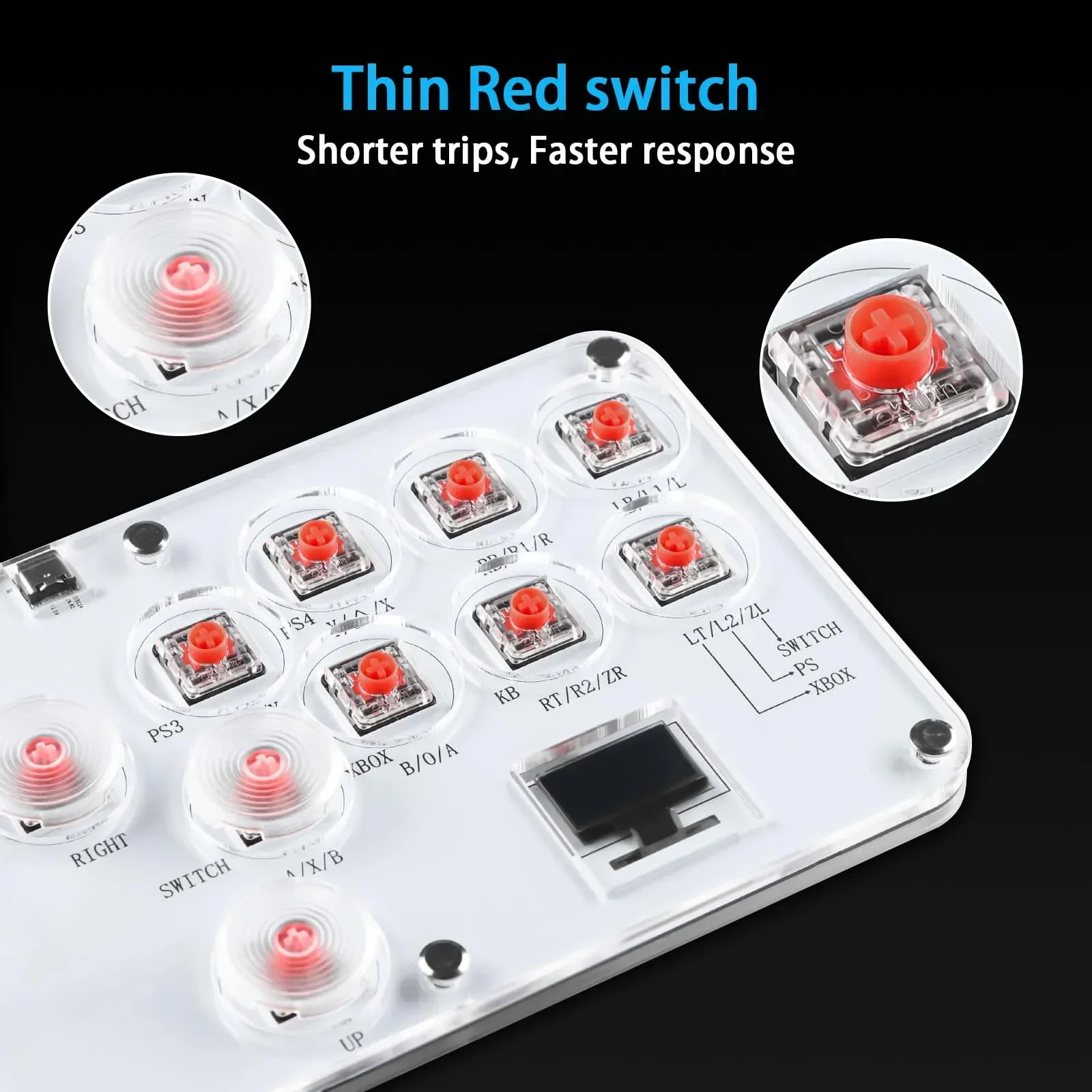 Teclado Arcade Fightstick de 12 teclas con todos los botones, controlador sin palanca Hitbox, palos de lucha personalizados para teclado RGB PS4/PS3/Switch/PC