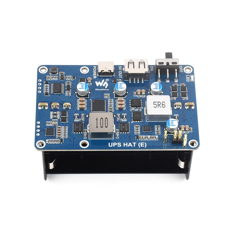 Raspberry Pi 5 UPS HAT (E) 5V 6A Fuente de alimentación ininterrumpida compatible con baterías de 4x21700 Li (no incluidas) Conector de pines Pogo - imagen 4