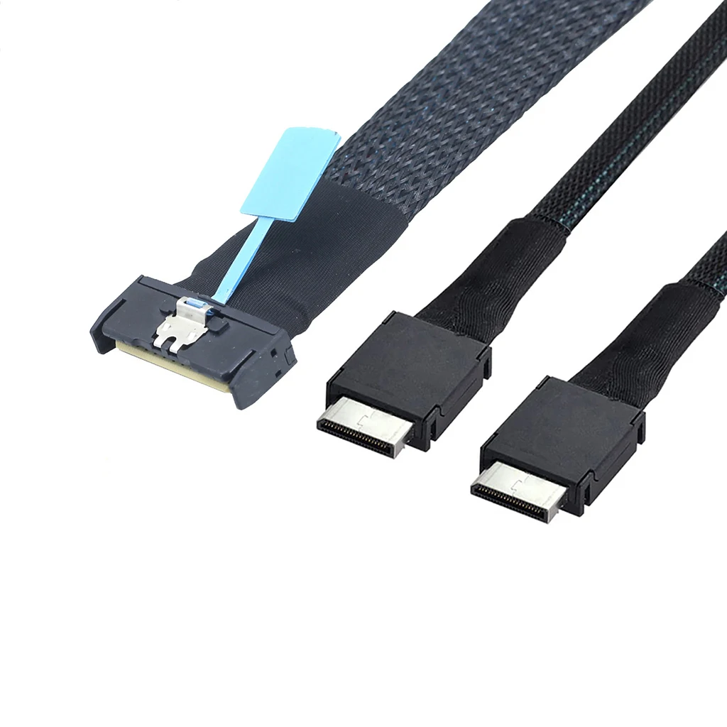 Cable adaptador Gen5 MCIO 8X 8I 74P a Dual Oculink SFF-8611 4I para servidor, Cable de transferencia de datos de alta velocidad - imagen 4