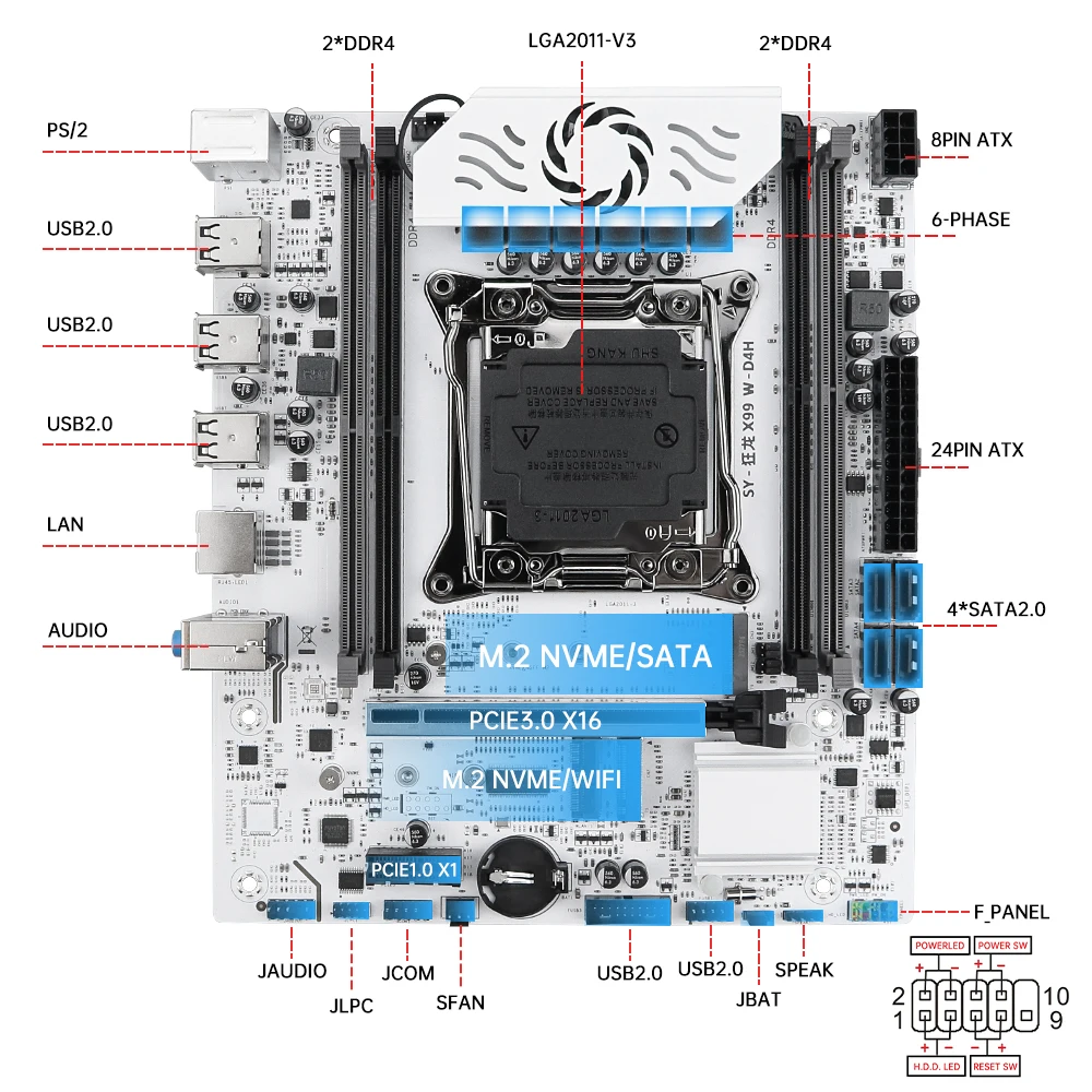 Kit de placa base para juegos SOYO X99 con CPU Xeon E5 2650 V3 y DDR4 16G * 1 2133MHz de memoria NVME PCIE3.0 SATA para computadora de escritorio Host - imagen 3