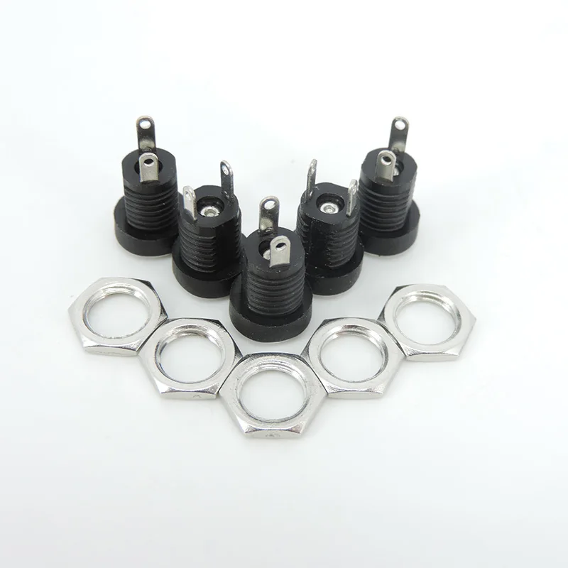 DC022B 5,5x2,1mm conector de toma de corriente CC hembra 2 terminales 2 pines conector de montaje en Panel adaptador de enchufe 5,5*2,5 - imagen 3