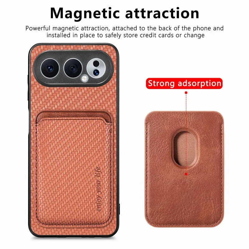 Para Honor 500 Pro fundas para Magsafe cartera tarjetero cubierta para Honor500 500Pro ranura para tarjeta magnética funda de teléfono de fibra de carbono - imagen 3