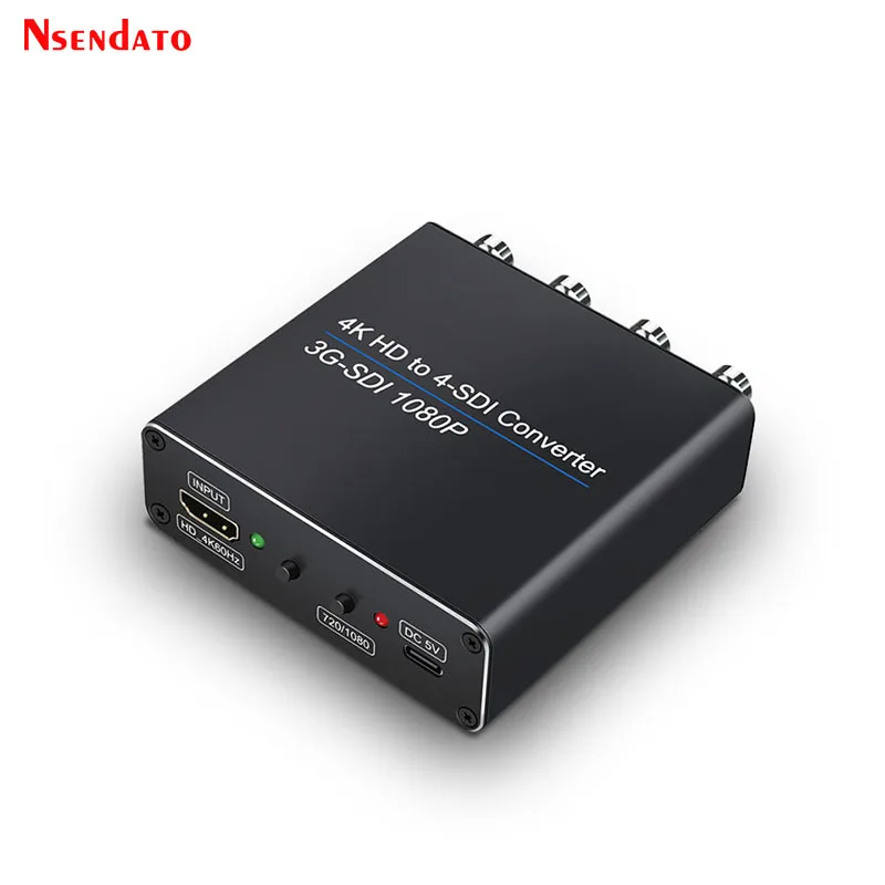 Adaptador convertidor de Audio y vídeo 4K Compatible con HDMI a 4 canales SDI, extensor compatible con Full HD HD-SDI 3G-SDI para pantalla de PC, proyector HDTV