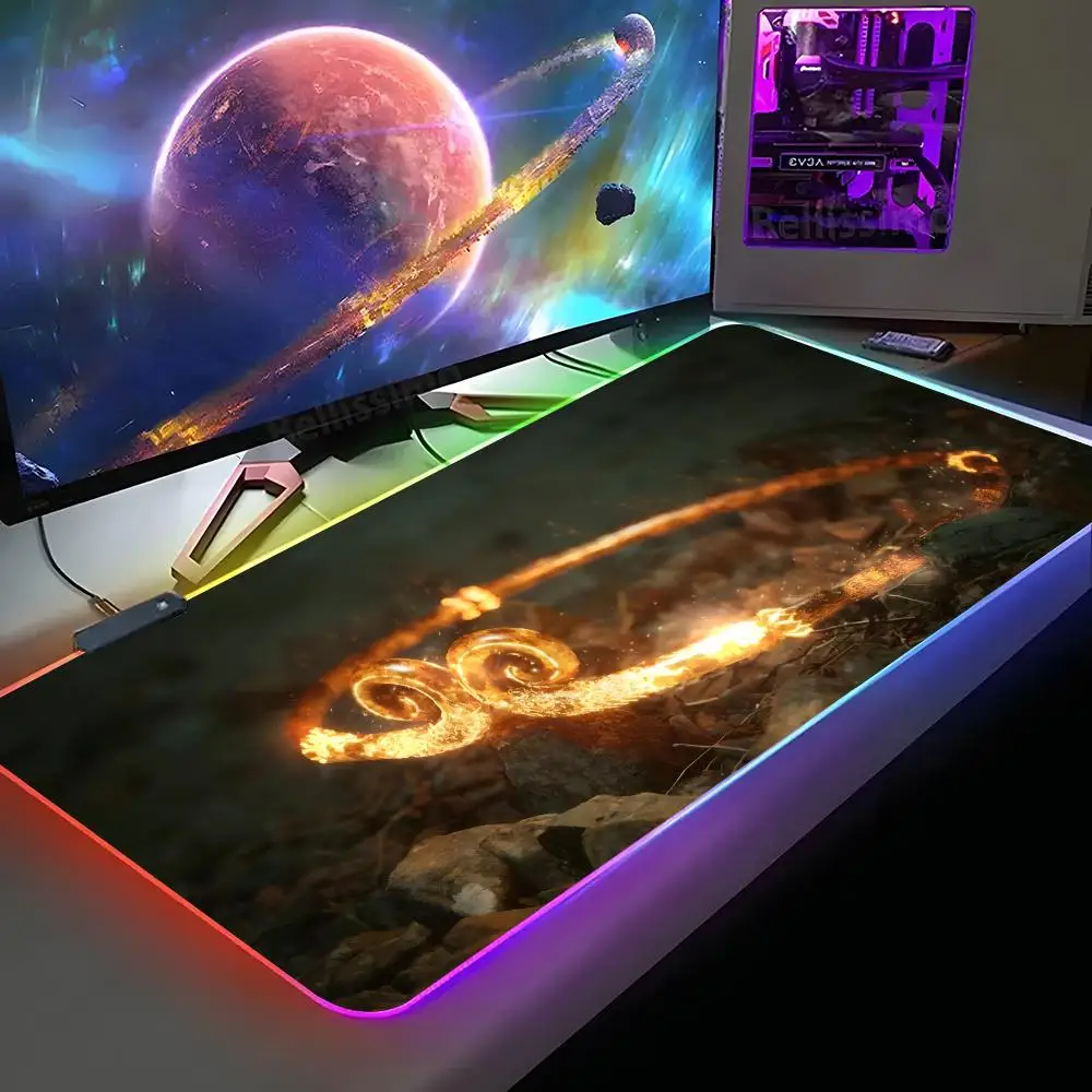 Alfombrilla de ratón Black Myth Wukong XXL RGB, alfombrilla de ratón para juegos HD, accesorios para jugadores, alfombrillas de ratón con luz LED grande, alfombra para PC con retroiluminación