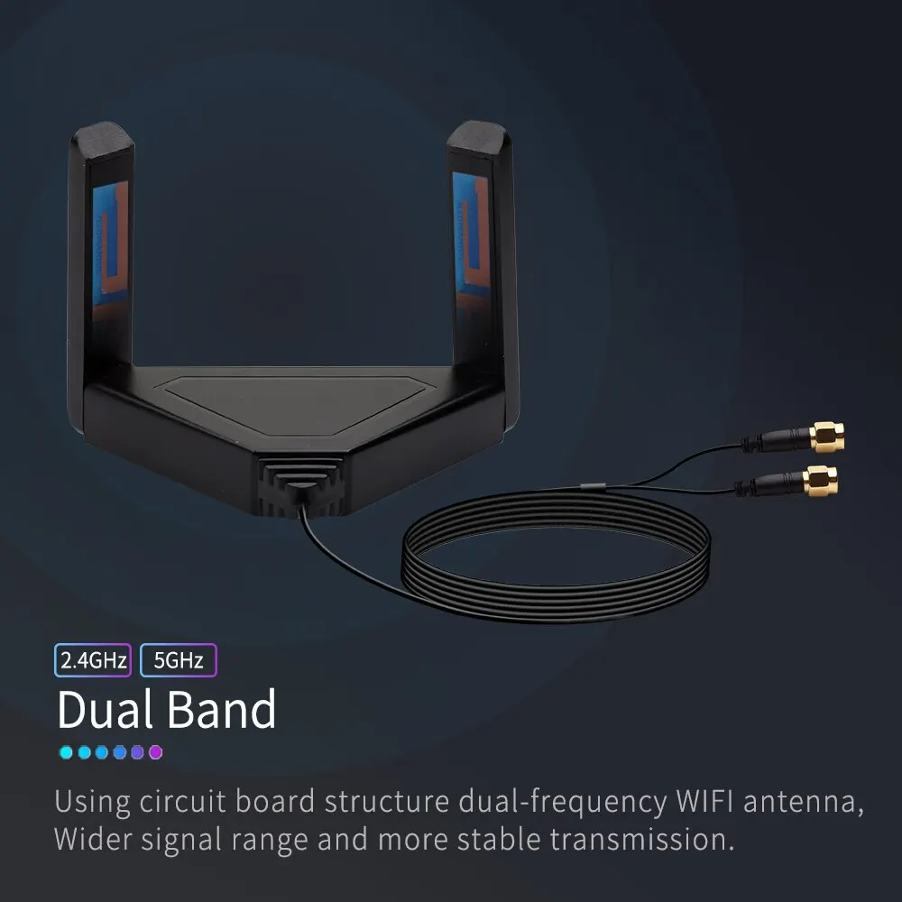 Fvi-Cable de antena de doble banda para enrutador AX210, adaptador WiFi de escritorio, RP SMA, 2,4G/5GHz - imagen 4