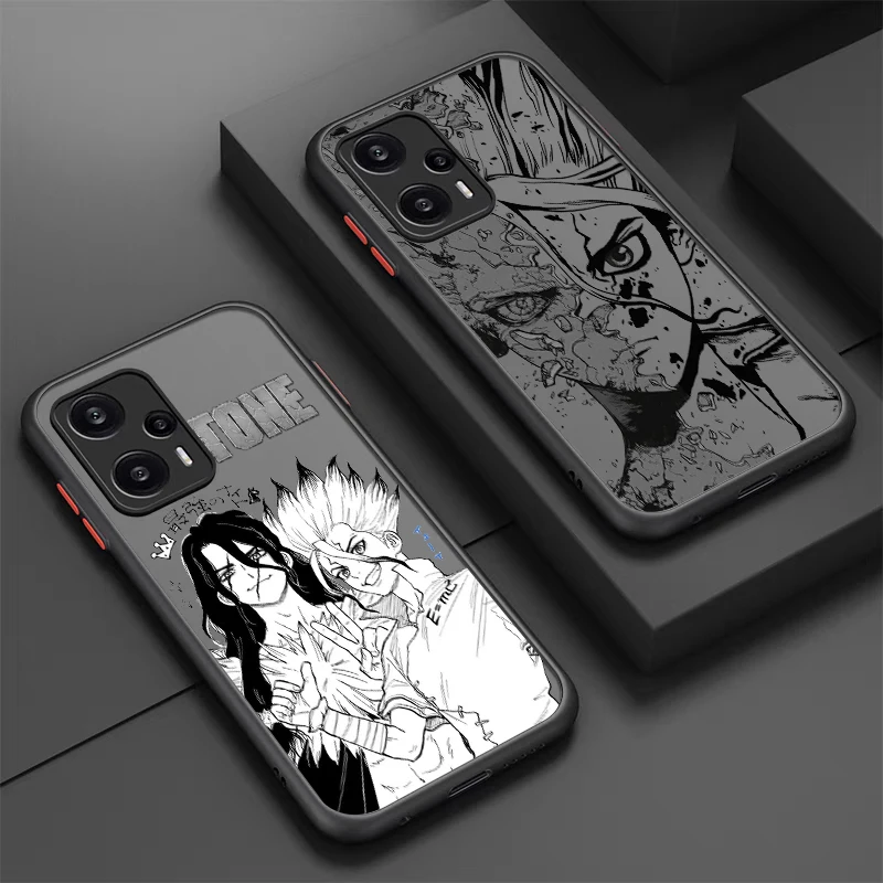 Dr STONE Senkuu-funda translúcida esmerilada para teléfono, para POCO X5, X4, X3, NFC, X2, M5S, M6, M4, M3, M2, C51, F5, F4, GT Pro