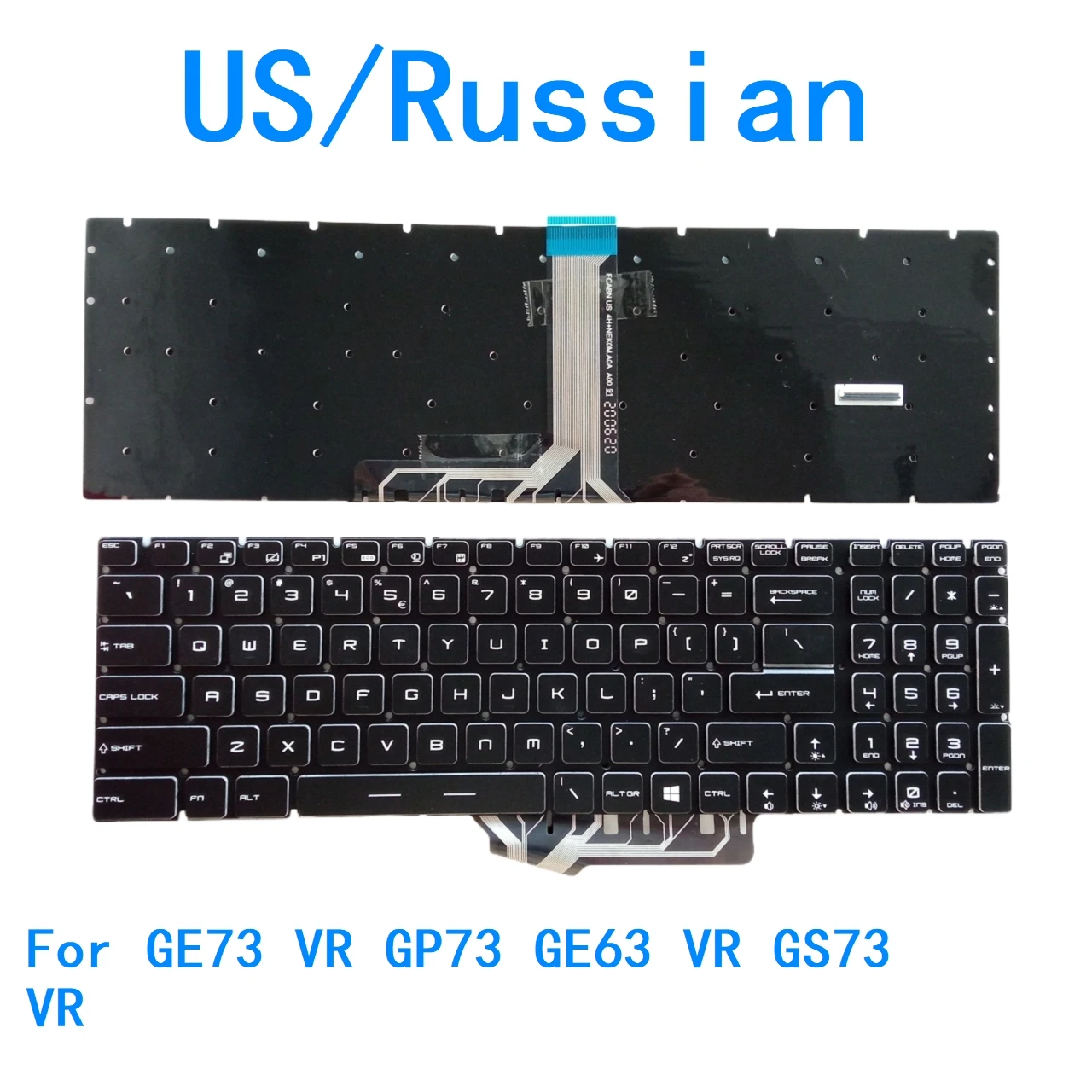 Nuevo teclado RGB en idioma ruso de EE. UU. para MSI GE73 VR GP73 GE63 VR GS73 VR Notebook teclado de repuesto para PC