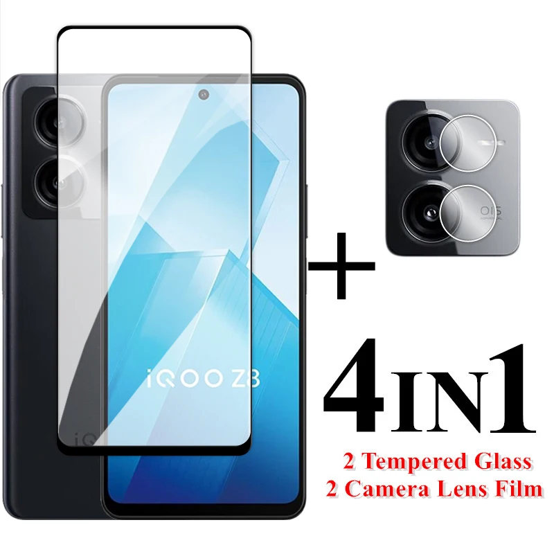 Protector de pantalla para Vivo IQOO Z8, cristal de cubierta completa de 6,64 pulgadas para IQOO Z8x Z8, vidrio templado para Vivo IQOO Z8, película de lente de cámara