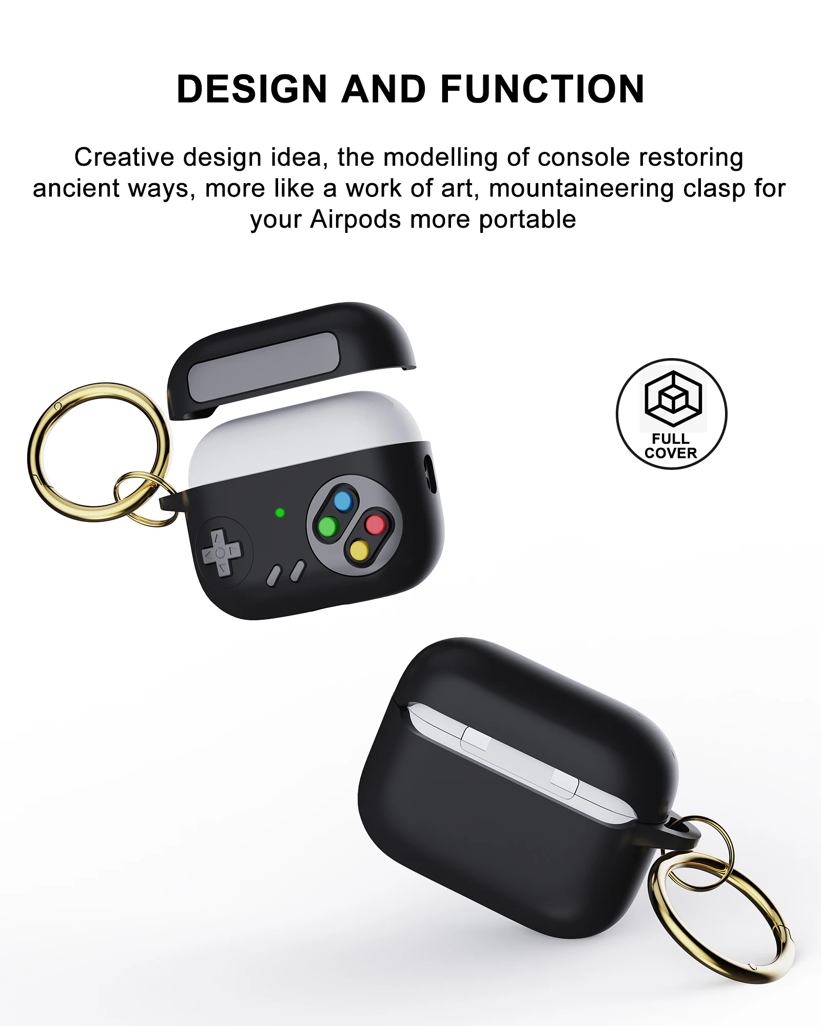 Compatible con funda AirPods Pro 3 2025: funda con diseño clásico de consola de juegos portátil retro, mosquetón incluido - imagen 5