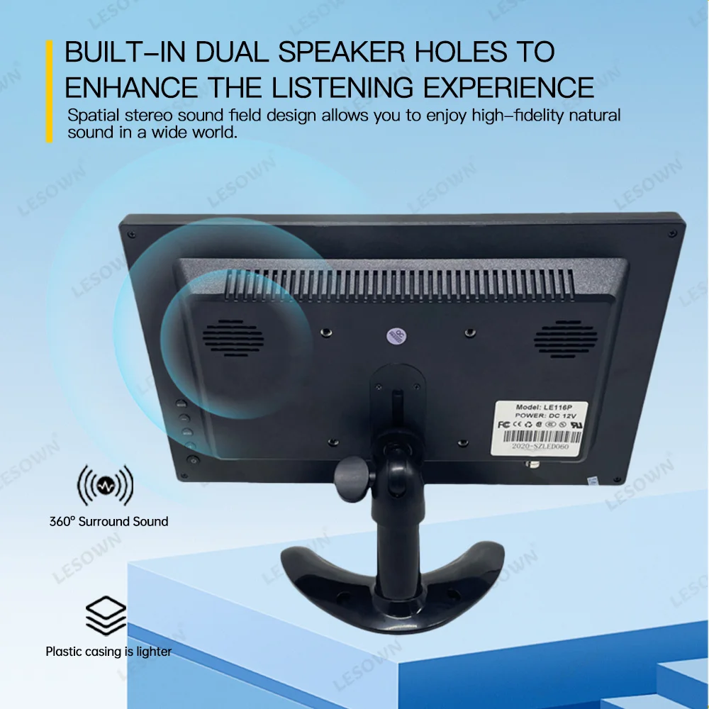 LESOWN-pantalla táctil LCD portátil de 11,6 pulgadas, Monitor ancho pequeño con HDMI, VGA, para vigilancia de oficina en casa y PC, 1366x768 - imagen 4