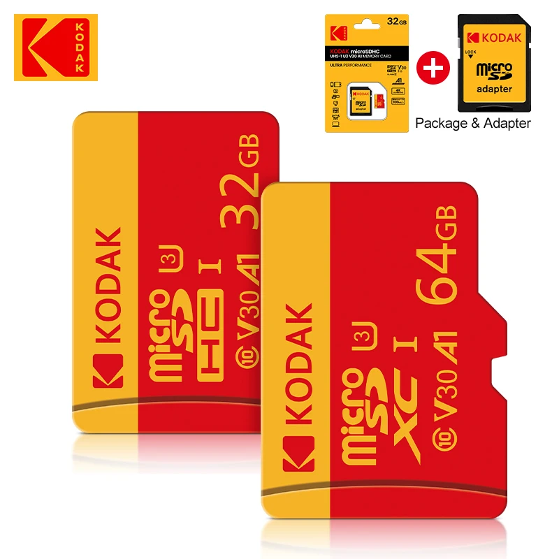 Tarjeta MicroSD KODAK tarjeta de memoria roja Class10 32GB 64GB 128GB 256GB U3 4K memoria Flash de alta velocidad tarjetas Flash TF para teléfono - imagen 3