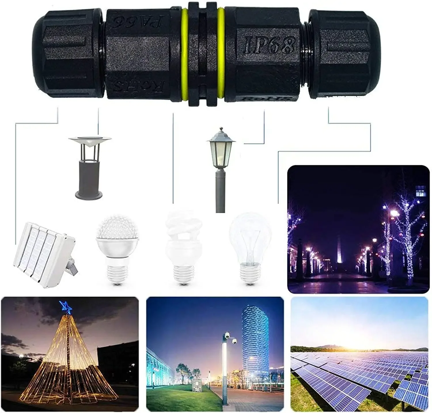 Conector de Cable eléctrico IP68 impermeable para exteriores, 2 uds., 2P3P4P, enchufe M20, bloque de terminales de 5-11mm, caja de conexiones de Cable de alimentación externa - imagen 5