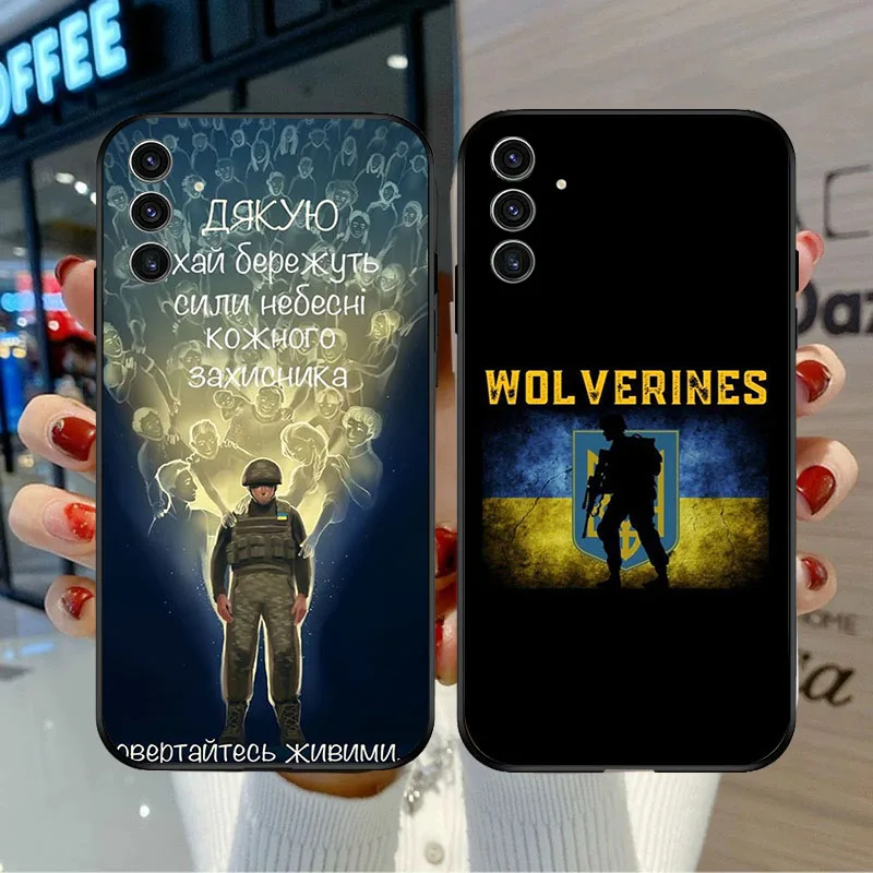 BD-65 bandera de Ucrania mapa soldado funda negra para Samsung A55 A16 A15 A25 A35 M35 M15 A24 M55 A26 A05S A56 A36 Quantum 2 - imagen 5