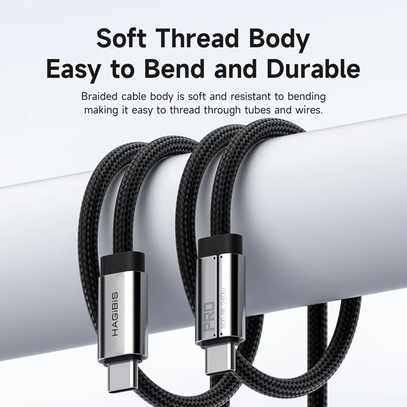 Hagibis USB C a USB C Cable de función completa Super suave USB4 80Gbps 8K 240W Cable de carga rápida para Thunderbolt 4/5 iPhone portátil - imagen 3