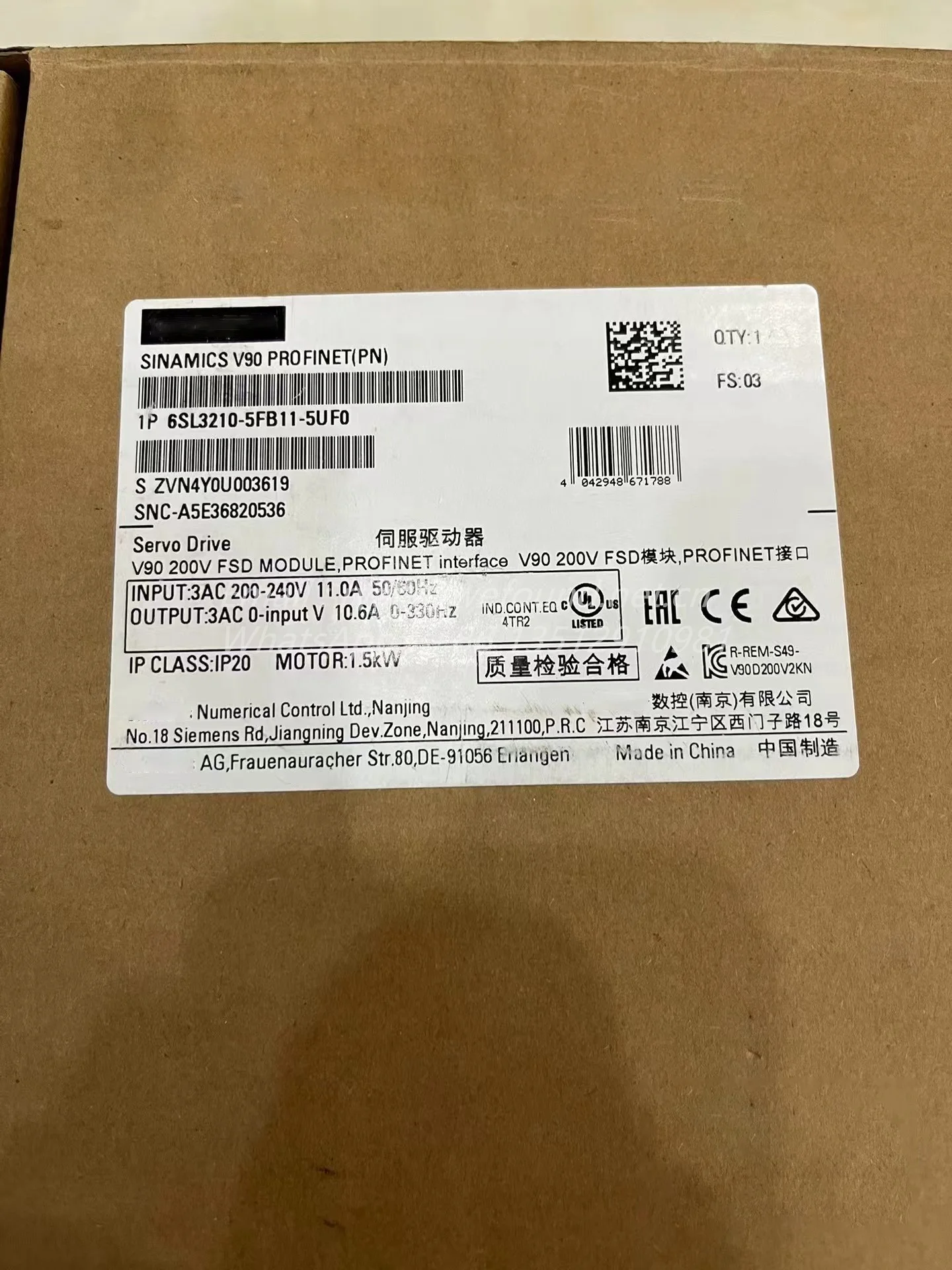 Servoaccionamiento 6SL3210-5FB11-5UF0 - imagen 2