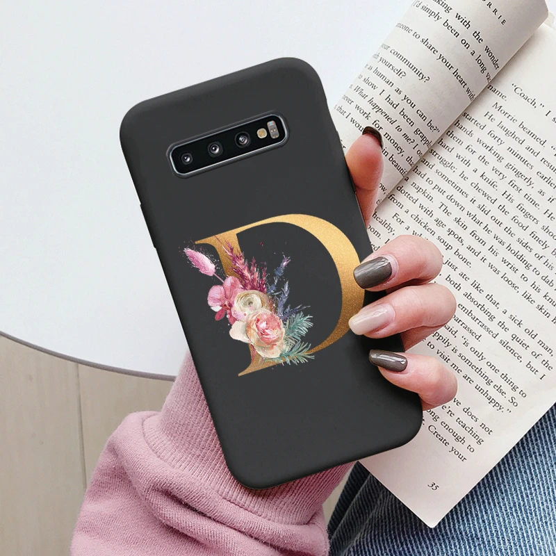Para Samsung Galaxy S10 S10E S 10 Plus funda flor letra dorada A Z a prueba de golpes funda de teléfono de silicona suave para Samsung S10 S10 + bolsas - imagen 5