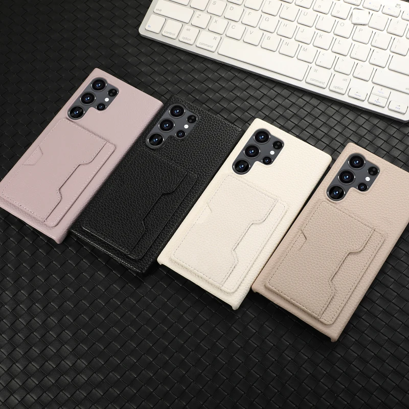 Funda de lujo de Color sólido para teléfono Samsung S25 Ultra Edge S23 S22 S24 Ultra Plus con ranura para tarjeta tipo billetera izquierda y derecha - imagen 3