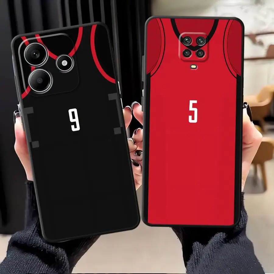 Funda de teléfono suave negra para Xiaomi Redmi Note 9S 10S 11s 7 8 13 14 Pro Plus 9 10 11 12 Pro 12s diseño Digital de baloncesto - imagen 4