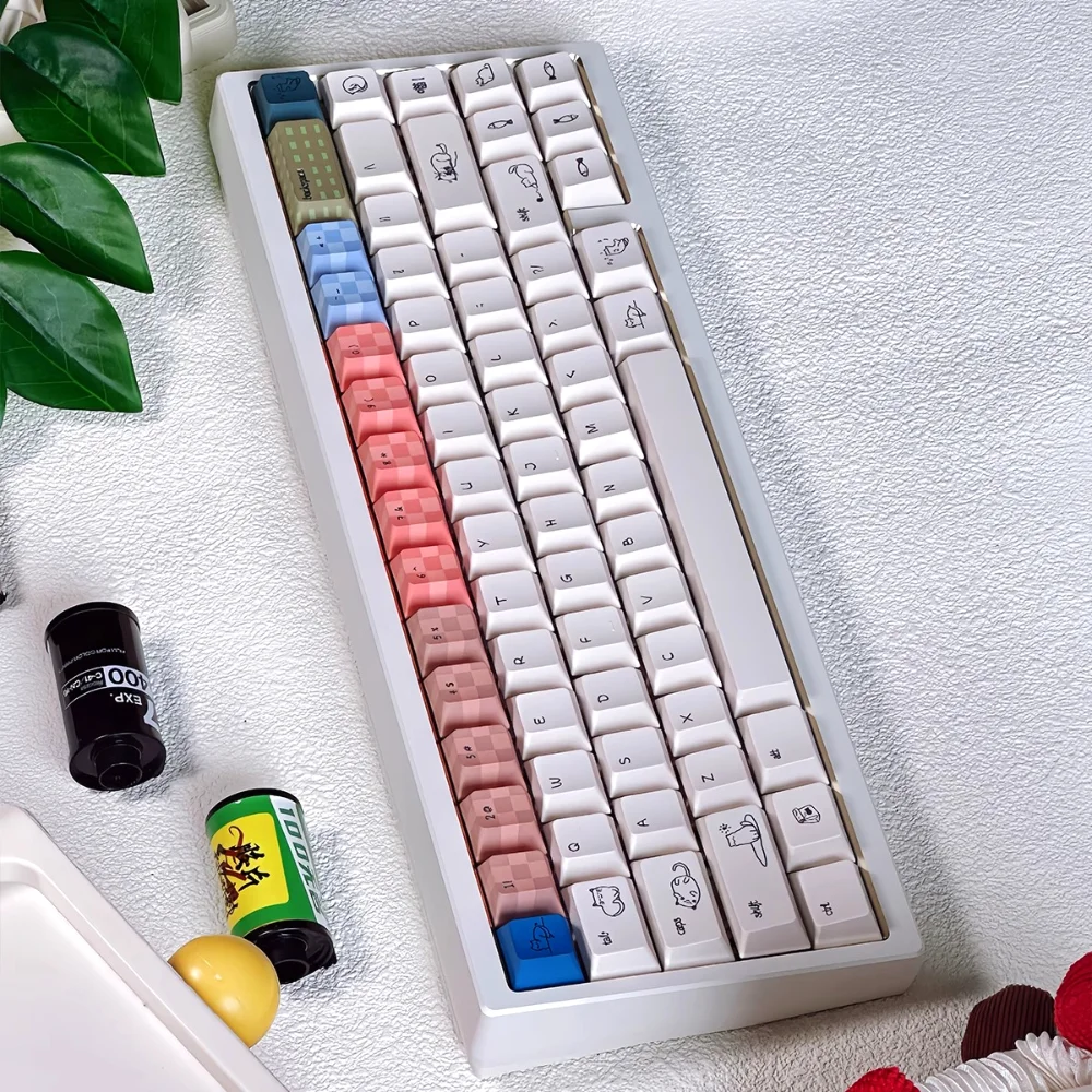 Juego de teclas Cat Whisper PBT, 163 teclas, juego grande, teclas de fuente pequeñas minimalistas y bonitas de cereza para teclados mecánicos MX Switch - imagen 5