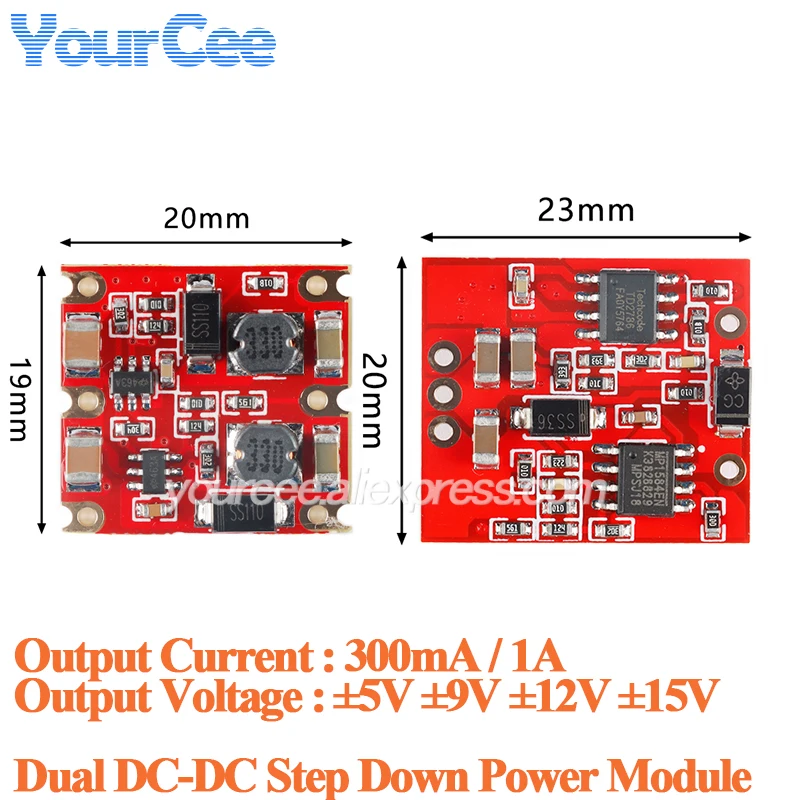 5 uds/1 unidad DC-DC Dual módulo de fuente de alimentación reductor 300mA 1A Dual 5V 9V 12V 15V salida ± 5V ±9V ±12V ±15V - imagen 2
