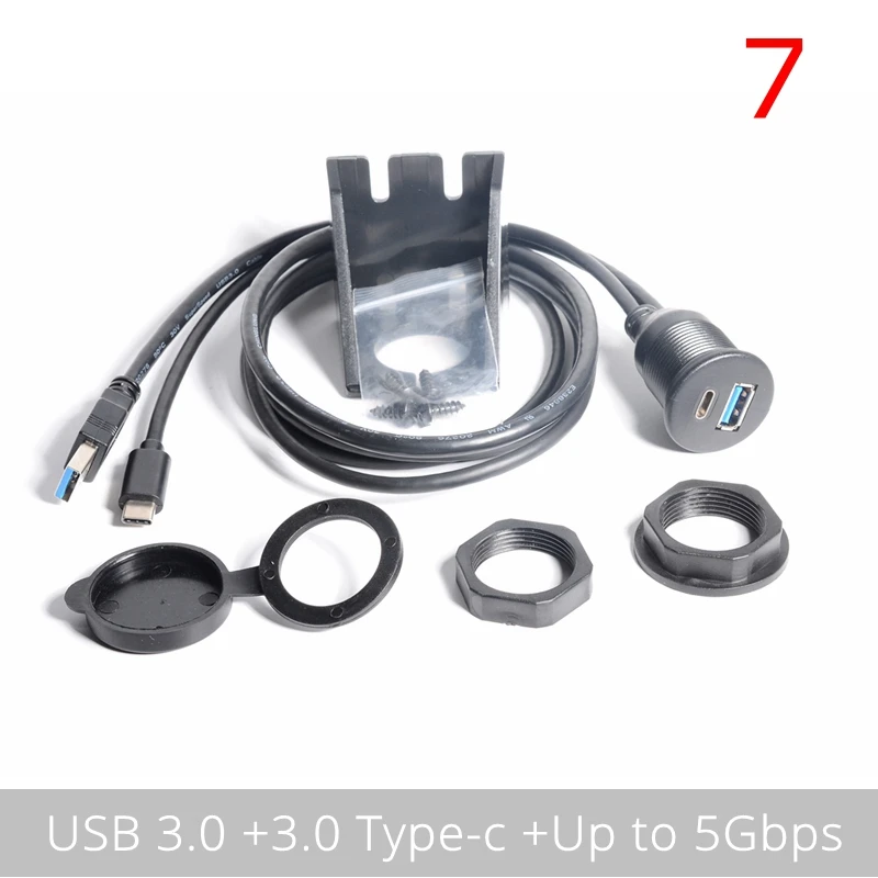 Cable de extensión a prueba de agua IP67 de 1M USB-C, Cable de doble puerto tipo c, USB 3,1, 3,0, 2,0, IP 67, macho a hembra, montaje en Panel - imagen 5