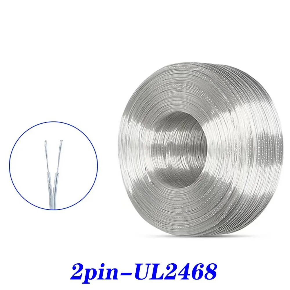 UL2468 28/26AWG cable de cobre de 2 núcleos cable paralelo transparente fuente de alimentación CC 12v adecuado para tiras de luz LED