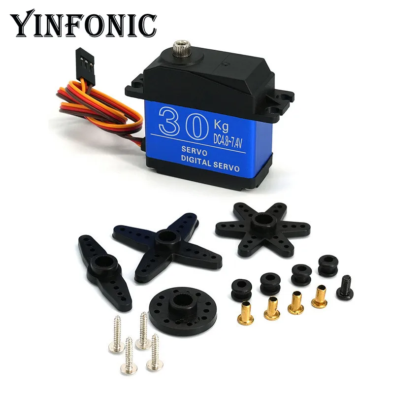 Servo engranaje de dirección Digital de engranaje de Metal de alto Torque de 180 grados 20KG 25KG 30KG 35KG para componentes electrónicos de brazo robótico de Robot - imagen 5