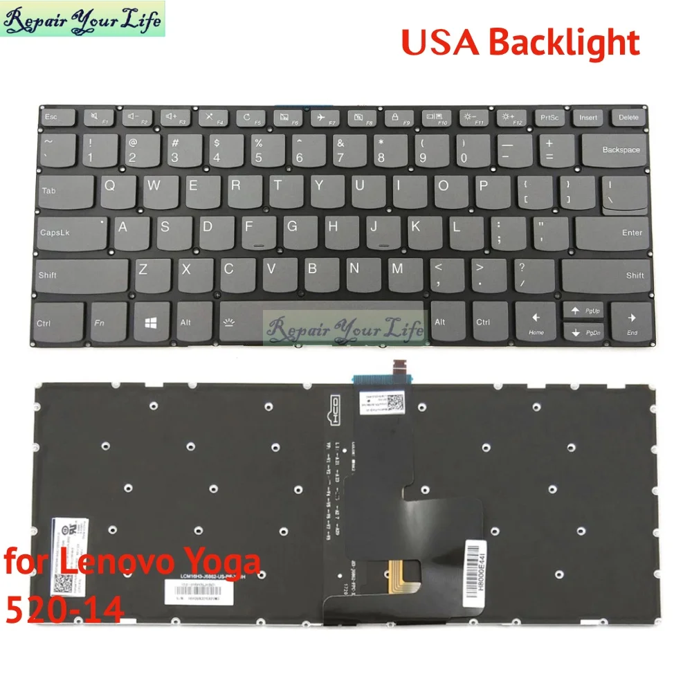 PT-BR Brasil Reino Unido EE. UU. Teclado retroiluminado para Lenovo Yoga 520-14 520-14IKB 80YM 80X8 81C8 720-15IKB SN20M61595 brasileño nuevo - imagen 3