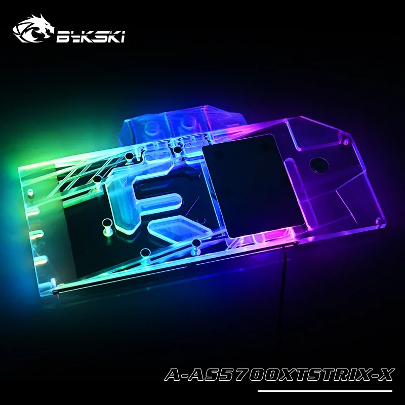 Bykski bloque de agua para ASUS ROG STRIX RX5700XT O8G GAMING/bloque de radiador de cobre de cubierta completa/3PIN 5V A-RGB/4PIN 12V RGB - imagen 4
