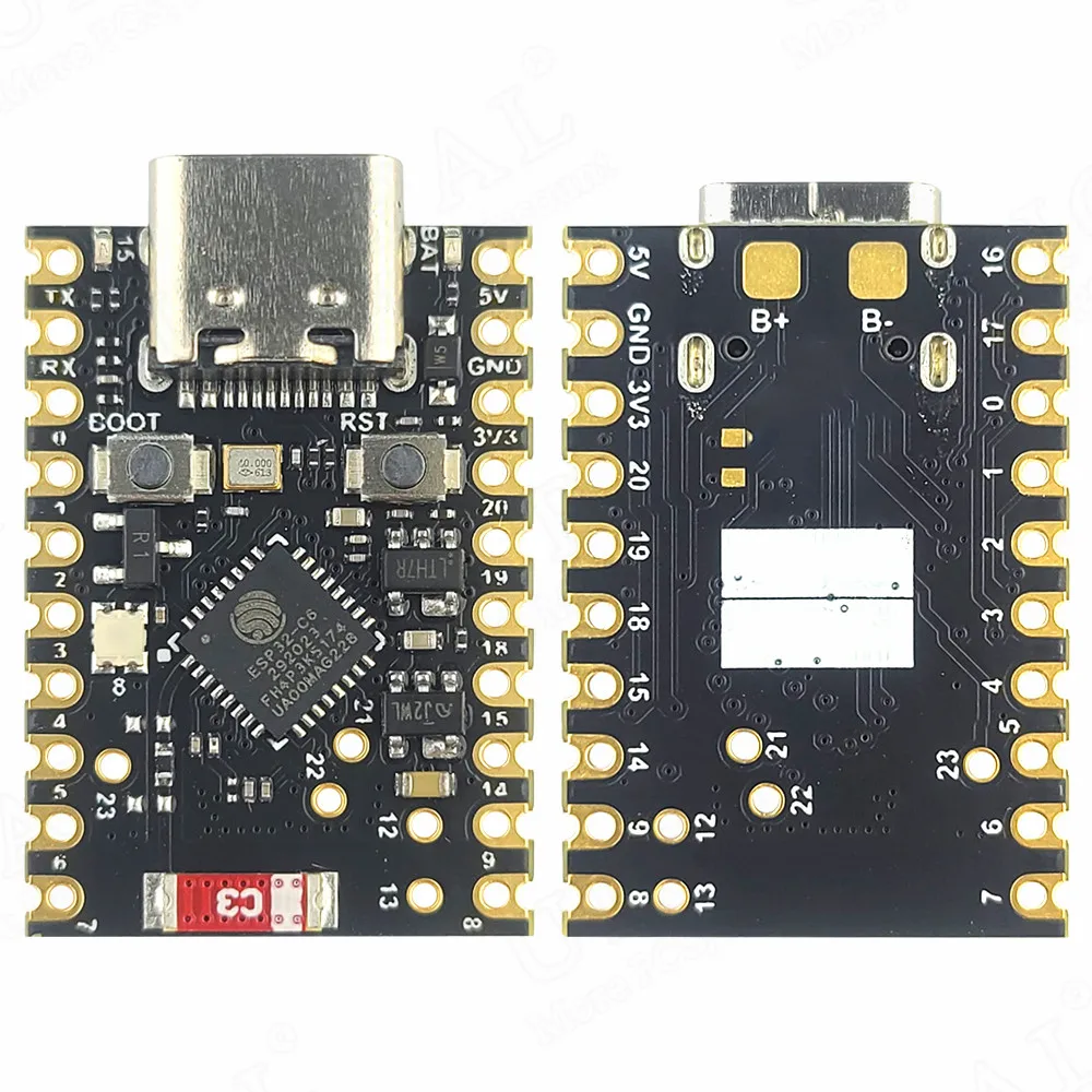 MINI Placa de desarrollo ESP32 C6, módulo WiFi 6 N4 BT con RISC-V de oscilador de cristal, 32 bits, 4MB, FLASH, ESP32-C6 de baja potencia