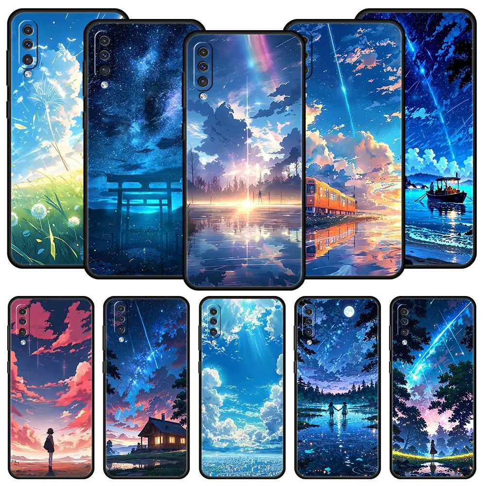Funda de teléfono con dibujos de cielo para Samsung A54 A52 A24 A14 A50 A70 A10 A30 A40 A20S A20E A06 A02S A12 A22 A34 A42 A32 5G A04s A16