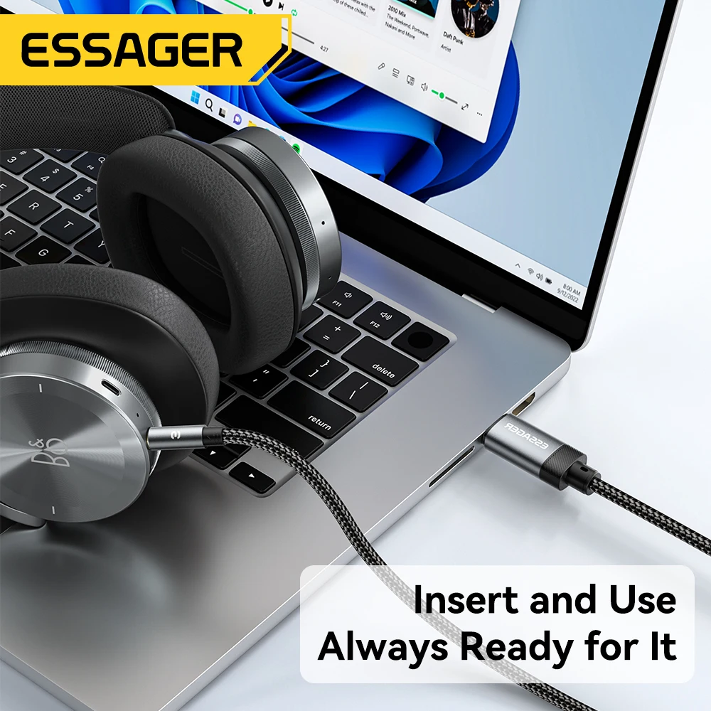 Essager USB C a 3,5mm Aux Jack adaptador altavoz y auriculares 3,5 Mm Aux Audio Splitter Jack 3 5 Cable para iphone Huawei Xiaomi - imagen 4