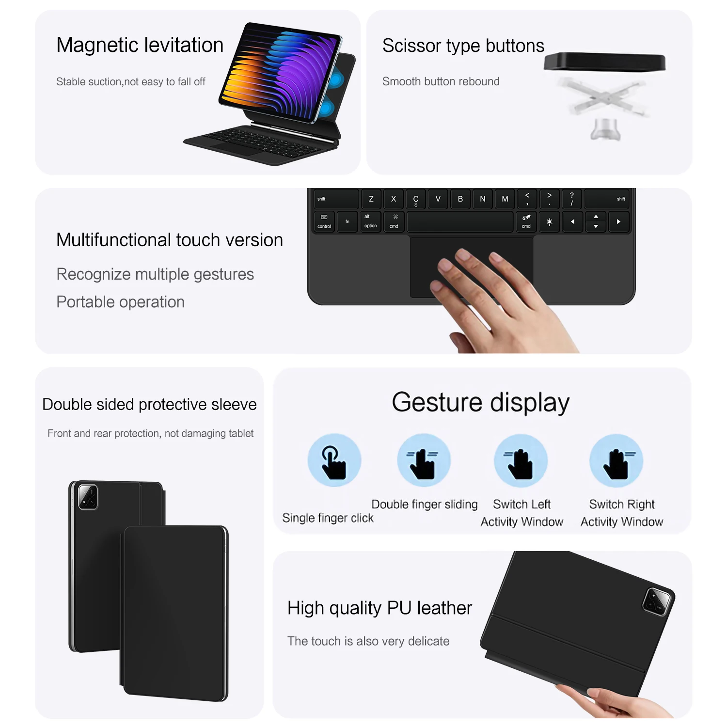 Funda con teclado mágico para Xiaomi Pad 7 2024 Mi Pad 7 Pro, funda inteligente para tableta de 11,2 pulgadas para Xiaomi Pad 8, funda para teclado español alemán - imagen 5