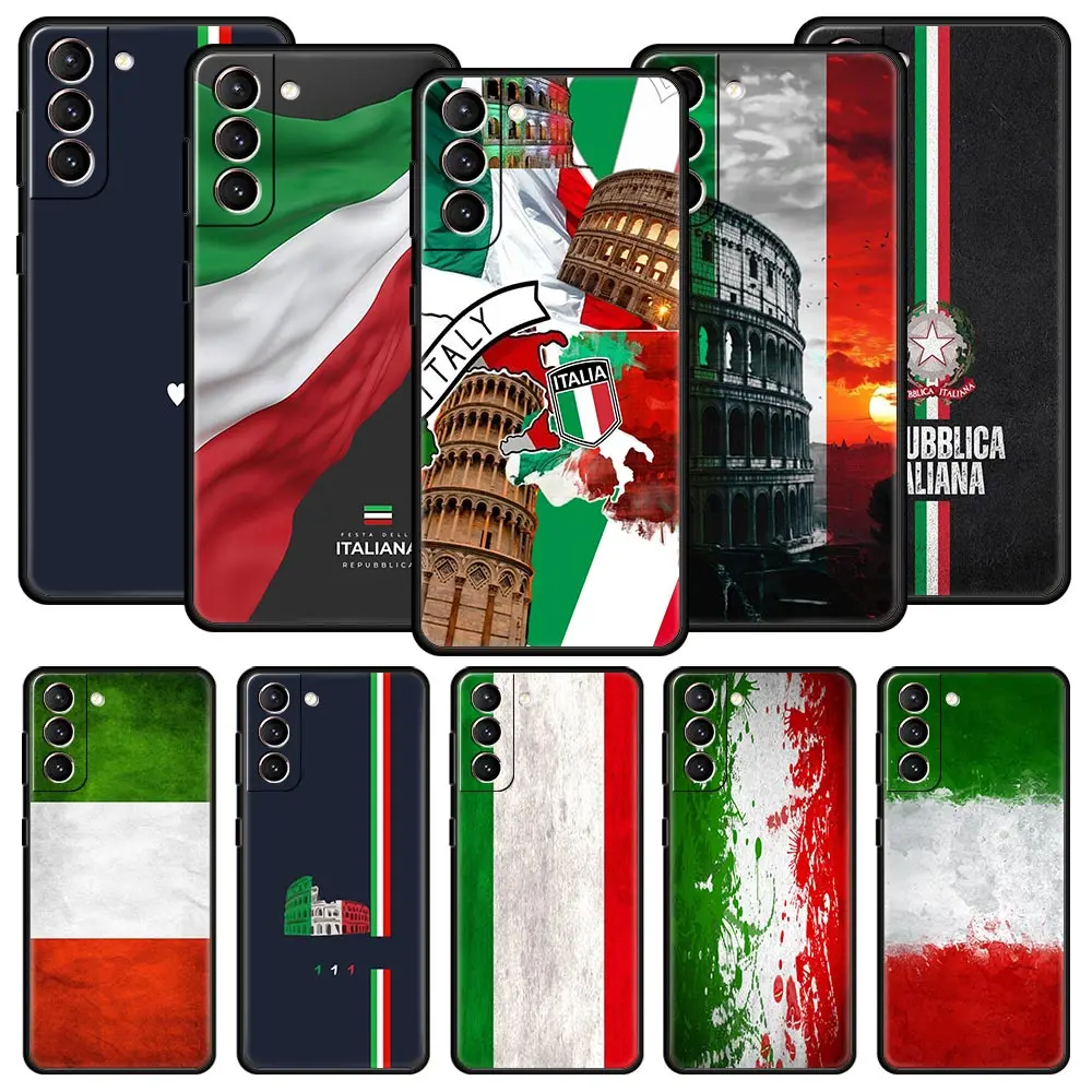 Funda de teléfono con bandera italiana para Samsung Galaxy S25 Edge S24 S23 S22 S20 Ultra S21 FE 5G S10 Plus, funda suave de TPU