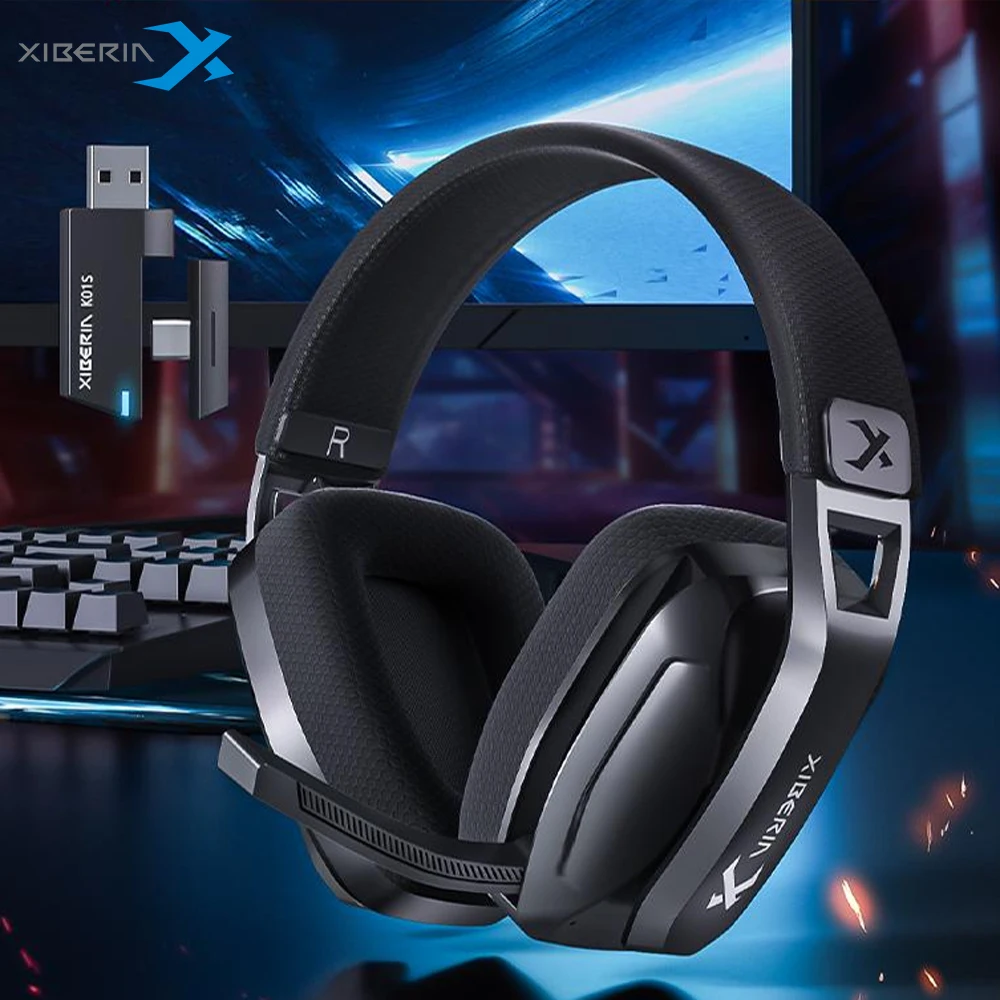 XIBERIA auriculares inalámbricos K01S para videojuegos, cascos con micrófono de 2,4 GHz para PS5, PS4, PC, Mac, Playstation, Bluetooth, USB/T-C