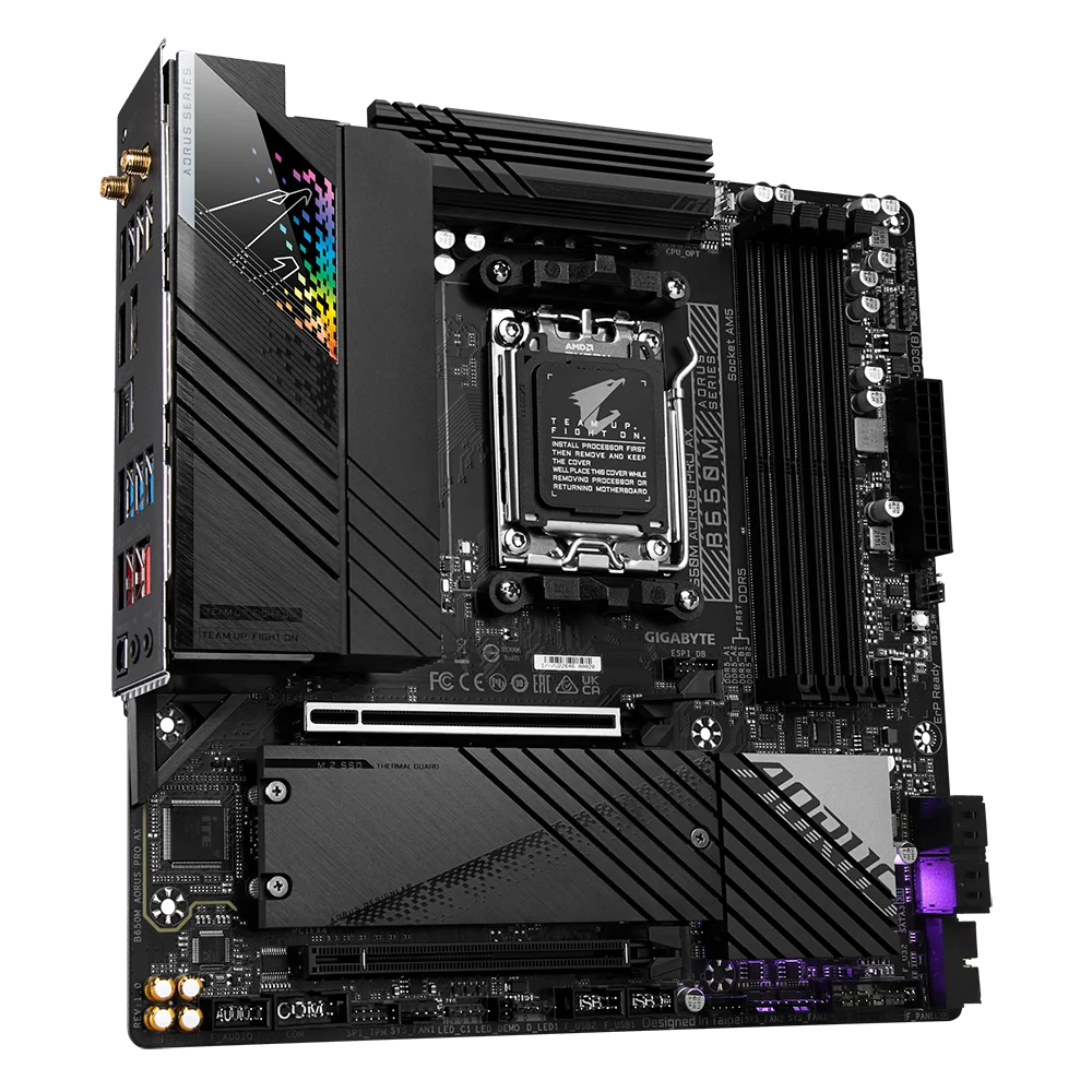 NUEVO GIGABYTE B650M AORUS PRO AX Motheboard AM5 AMD Ryzen 7000 series procesador 128GB DDR5 Wi-Fi 6E 20 Gb/s USB-C - imagen 4