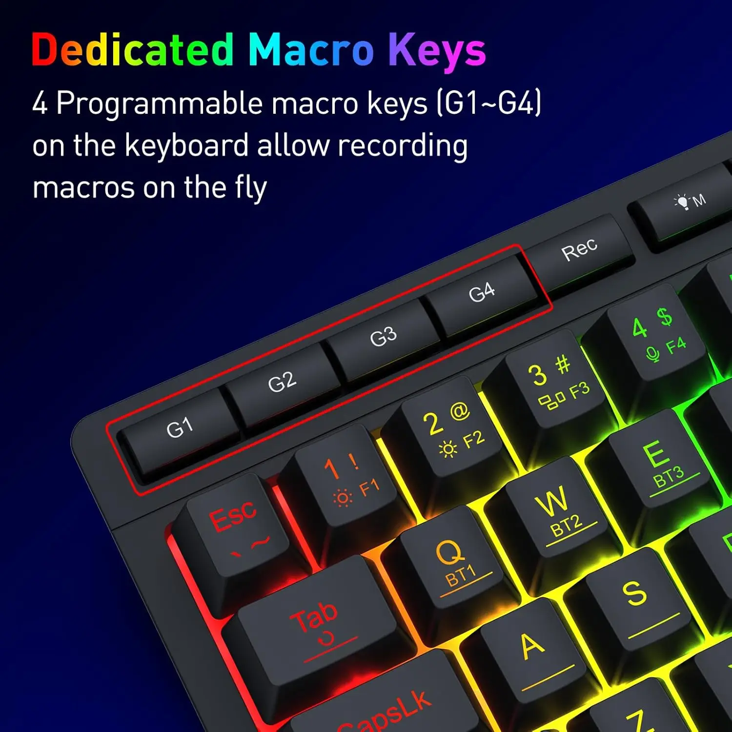 Redragon K522 PRO 60% teclado inalámbrico para juegos de membrana RGB, teclado con interruptor de sensación mecánica lineal compacto de 3 modos y 61 teclas - imagen 4