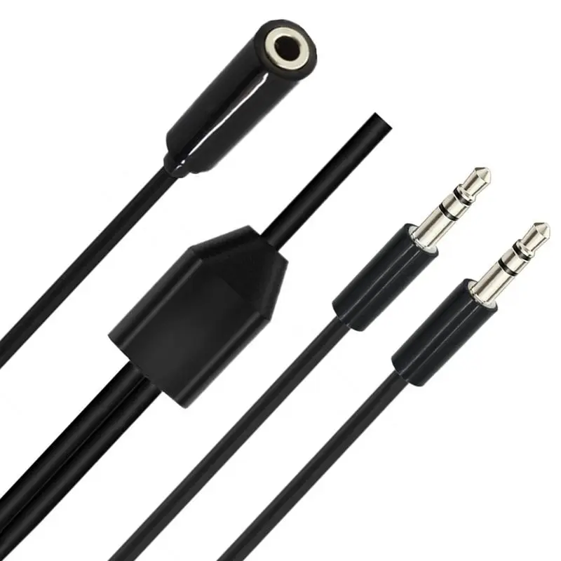 Cable de audio 1/2 de 80 cm, 3 polos de 3,5 mm, cable de conexión de audio de una hembra a dos machos, cable de audio auxiliar para automóvil 1/2 - imagen 5