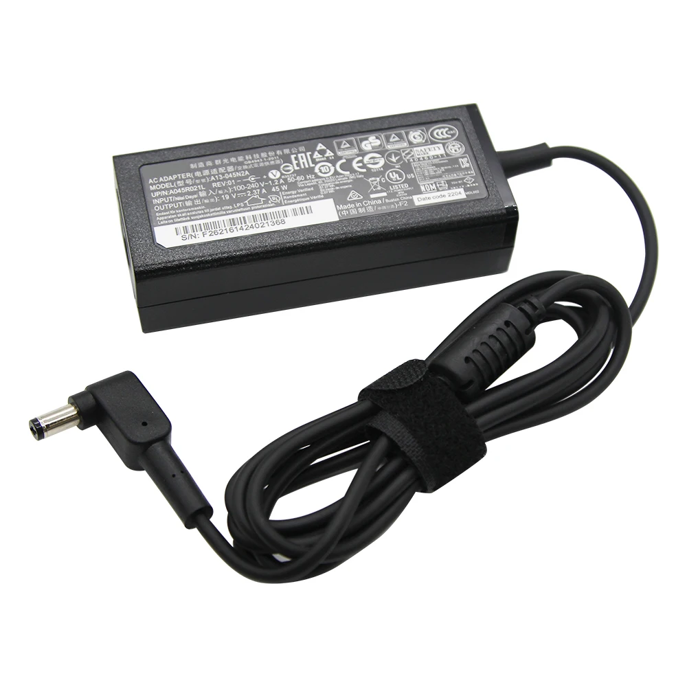 Cargador adaptador para portátil Acer Aspire 3 A314-31 A515-51-3509 E5-573-516D, 45W, 19V, 2,37a, 5,5x1,7 MM
