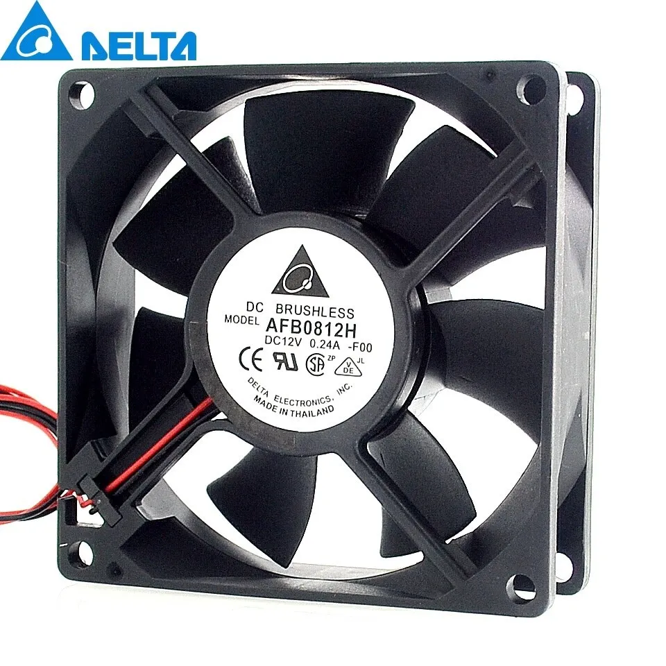 Nuevo AFB0812H 8cm 80mm 8025 12V 0.24A 2 cables doble rodamiento de bolas ventilador de refrigeración pwm 80*80*25mm para Delta - imagen 2