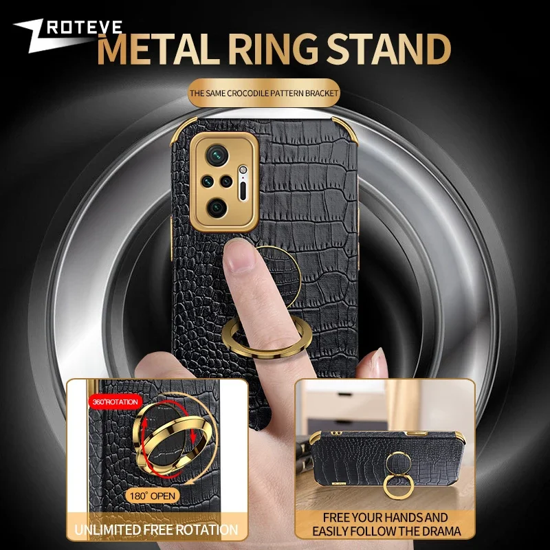 Para Redmi Note10 Pro funda ZROTEVE soporte de anillo de cuero de cocodrilo funda suave para Xiaomi Redmi Note 10 10S 9S 9 Xiomi Note10S fundas - imagen 4
